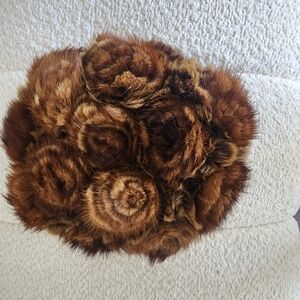 MINK REAL FUR Knitted rossettes Stretch Hat